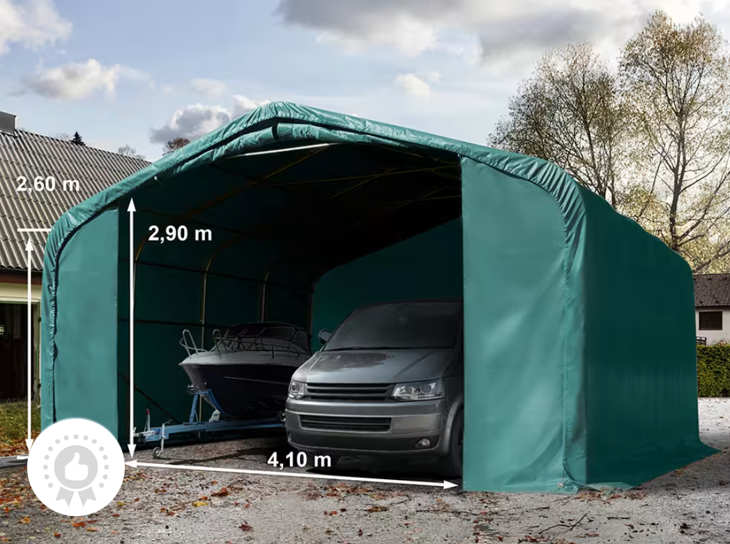 6x6m Zeltgarage, PRIMEtex Plane, Feuerfest, Ohne Statik – TIM-DAM