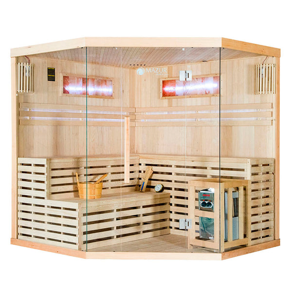 Suha sauna z HARVIA pečjo 8 kW in solnim kamnom 200x200x200 cm