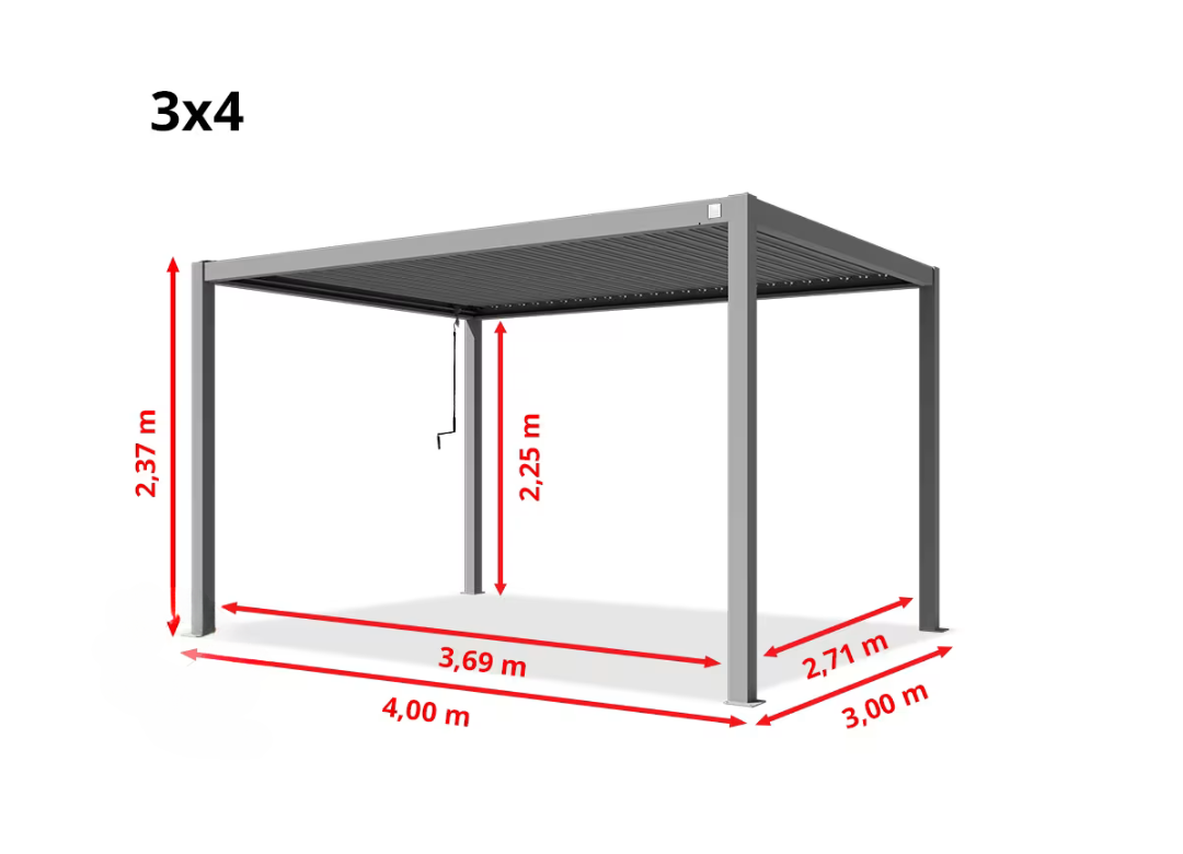 Elite Anthracite 3x4m Pergola