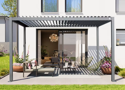 Elite Anthrazit 3x4m Verstellbare Pergola - Moderne Eleganz & ganzjährige Beständigkeit