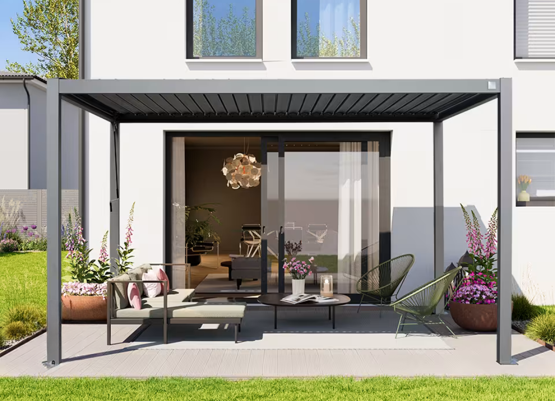 Elite Anthrazit 3x4m Verstellbare Pergola - Moderne Eleganz & ganzjährige Beständigkeit