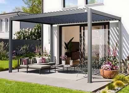 Elite Anthrazit 3x4m Verstellbare Pergola - Moderne Eleganz & ganzjährige Beständigkeit