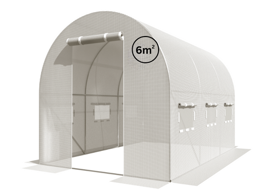 Gartengewächshaus - 2x3x2m | 6m2 | Weiß.