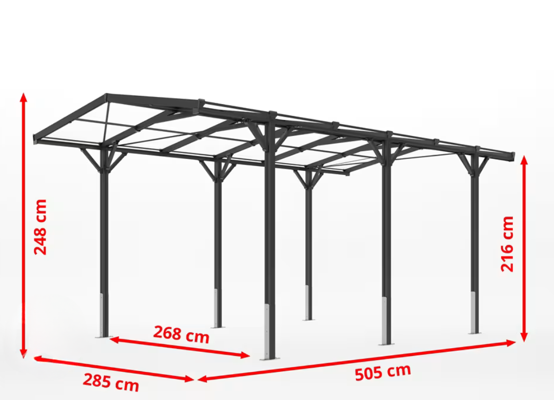 Carport,  2.85x5.05m, Anthracite