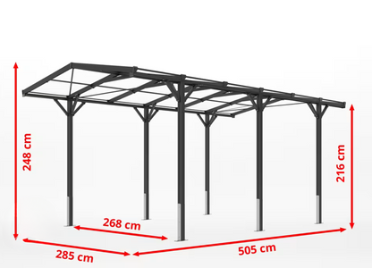 Nadstrešek za avto 2.85x5.05m, Antracit