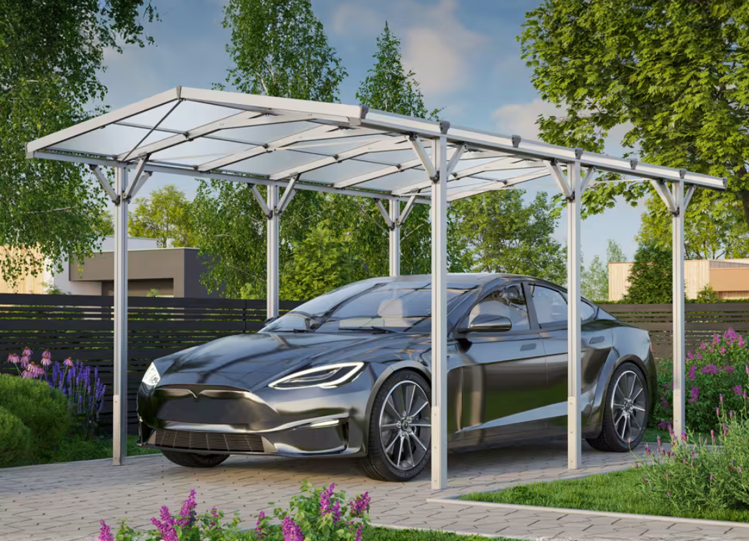 Premium-Carport, 2.85x5.05m, Aluminium eloxiert