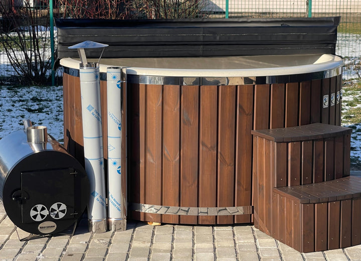 Premium Wood-Fired Hot Tub (2.0m) – Dual Massage & Light Granite – TIM-DAM
