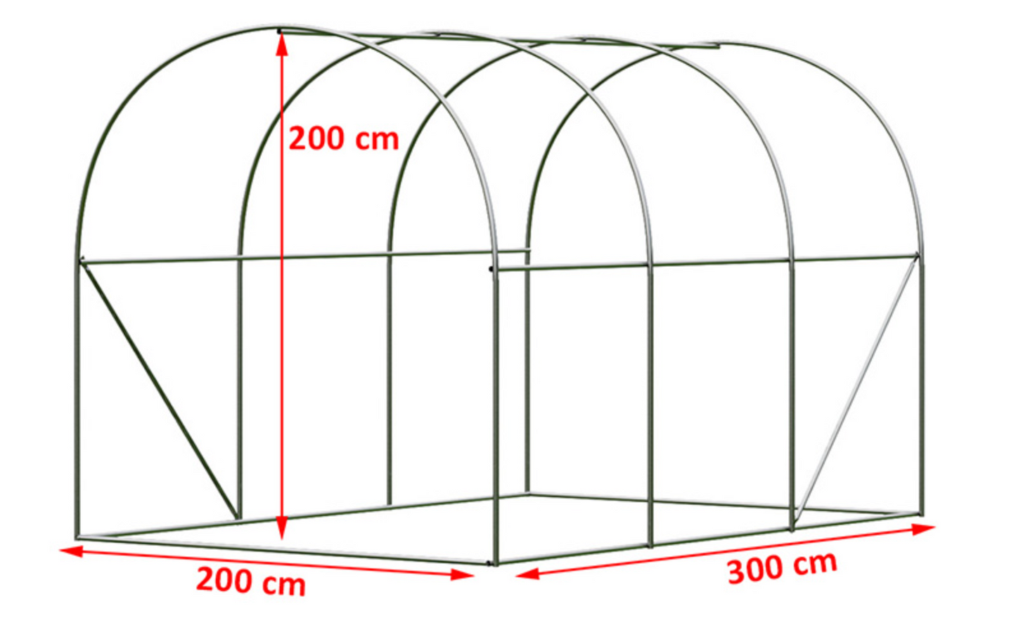 Folijski Tunel za Vrt - 6 m² | 2 x 3 m | Zelena