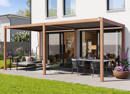 Elite pergola s izgledom drva dimenzija 3x6m