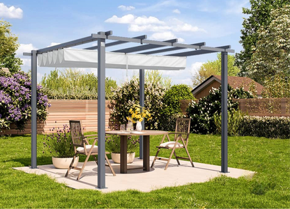 Classic. 3x3m Pergola in Anthracite with Stone-Colored Sun Sail