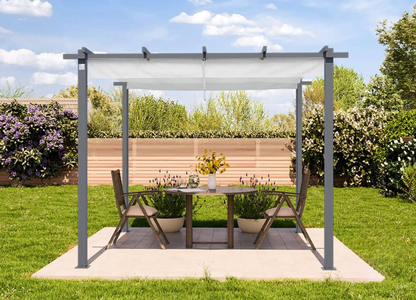 Classic. 3x3m Pergola in Anthracite with Stone-Colored Sun Sail