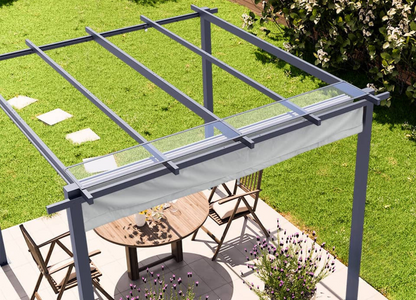 Classic. 3x3m Pergola in Anthracite with Stone-Colored Sun Sail