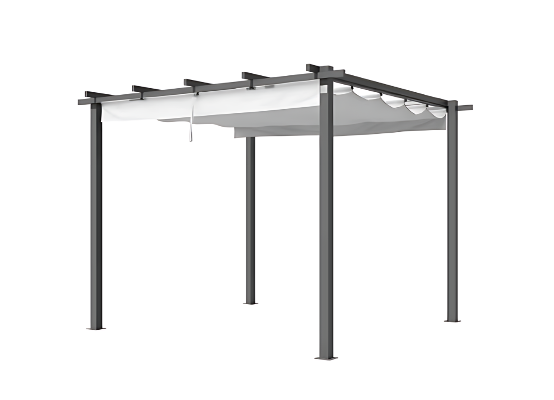 Classic pergola dimenzija 3x3m u antracit boji s suncobranom u boji kamena