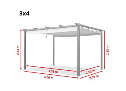 Classic. 3x4m Pergola in Anthracite with Stone-Colored Sun Sail