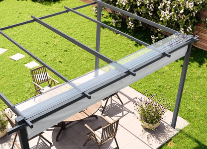 Classic. 3x4m Pergola in Anthracite with Stone-Colored Sun Sail