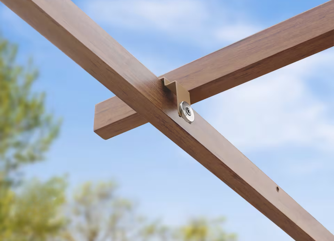 Classic. 3x3m Pergola in Wood Look with Stone-Colored Sun Sail