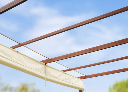 Classic. 3x3m Pergola in Wood Look with Stone-Colored Sun Sail