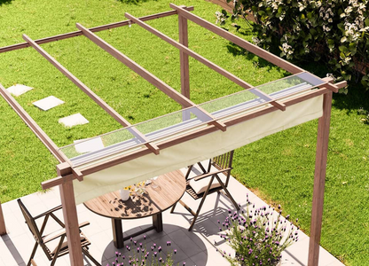 Classic. 3x3m Pergola in Wood Look with Stone-Colored Sun Sail