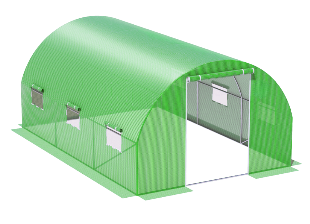 Garden Greenhouse -  3x4.5 x2m | 13.5m2 |Door on Both Sides | Green