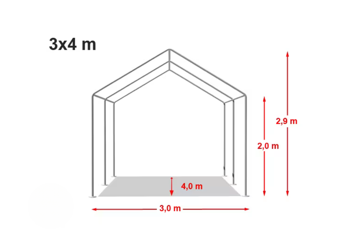 Skladiščni šotor 3x4 m - PVC 700 g/m2