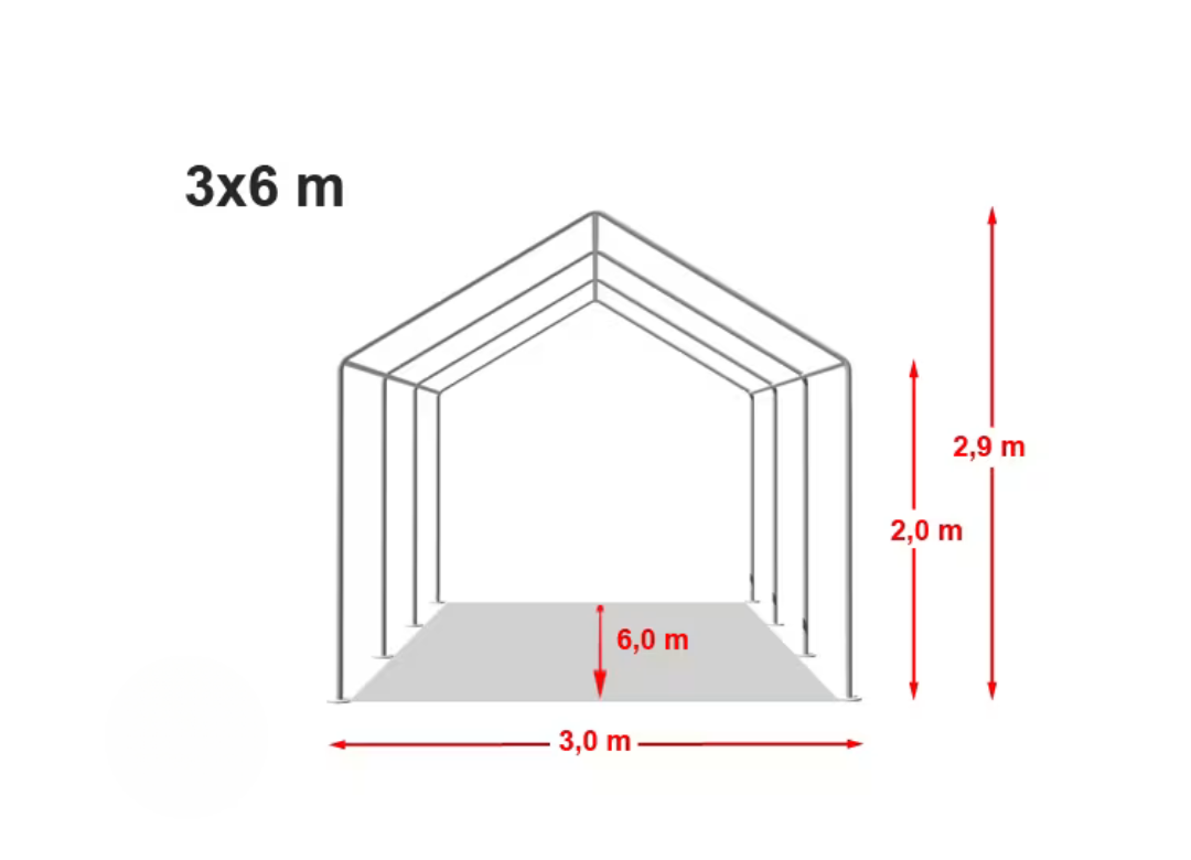 Predstavlja šator za skladištenje 3x6 m 700 PVC