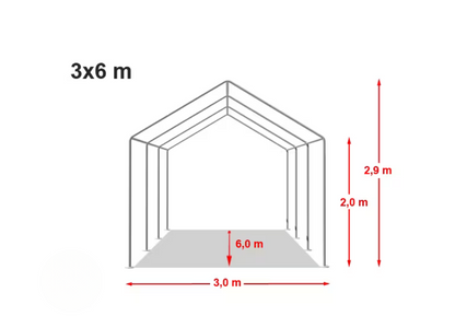 Skladiščni šotor 3x6 m - PVC 700 g/m2