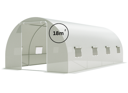 Gartengewächshaus - 3x6 x2m | 18m2 |Tür auf beiden Seiten | Weiß