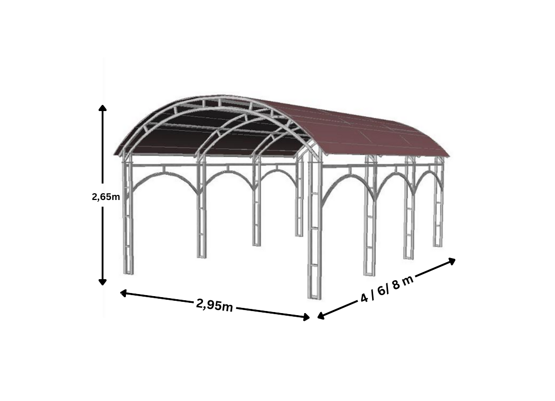 Carport Ark. W 2.95, H 2.65 m