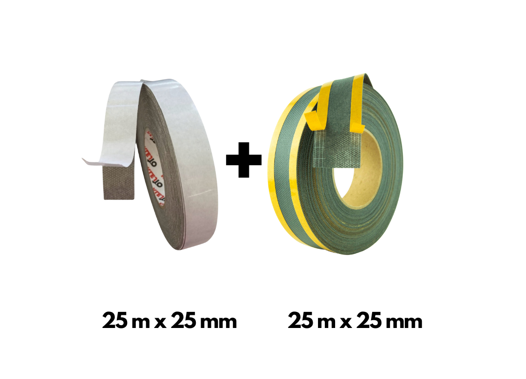 Protective tape set for greenhouses, including vapor-permeable adhesive tape and dustproof tape, each 25 meters long, for sealing polycarbonate panels with a thickness of 4-10 mm.