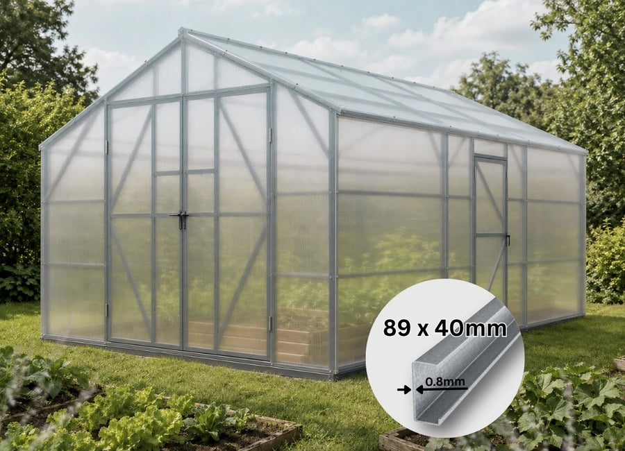 TRIO STRONG 4 × 6 m Greenhouse – 6 mm Polycarbonate, 3 Entrances