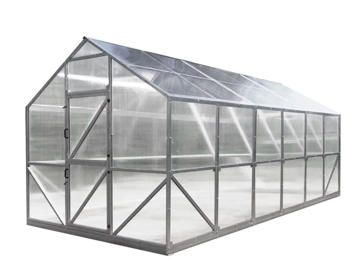 Modern Vitor greenhouse 3x4 m made of transparent polycarbonate with a galvanized steel frame, perfect for growing vegetables and flowers in any climate.