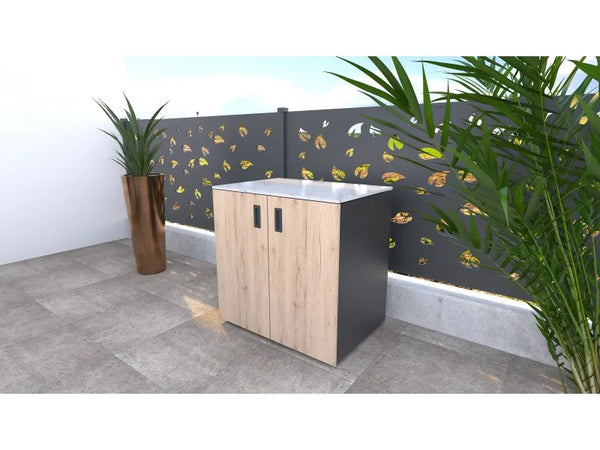 Schrank mit Tür, Holzdekor Eiche-rustikal, 900 x 634 mm, Höhe 920 mm