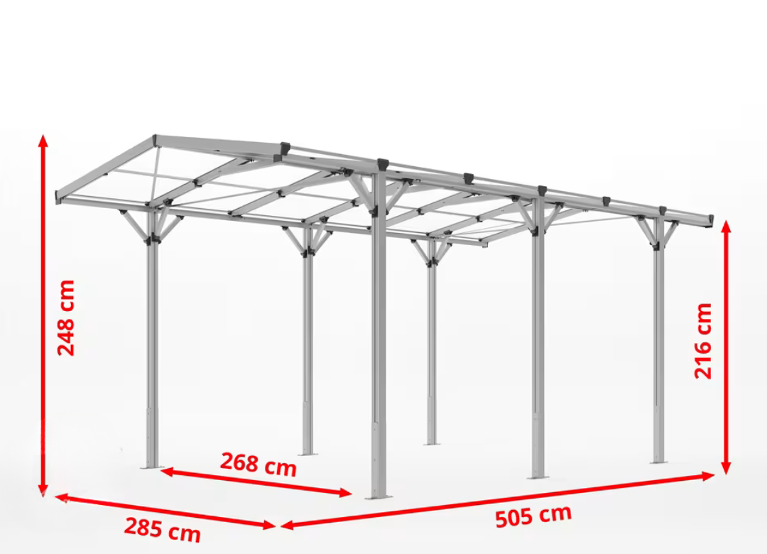 Carport,  2.85x5.05m, Anodized Aluminum