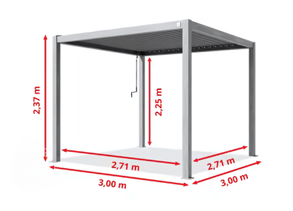 Elite Anthrazit 3x3m Verstellbare Pergola - Moderne Eleganz & ganzjährige Beständigkeit