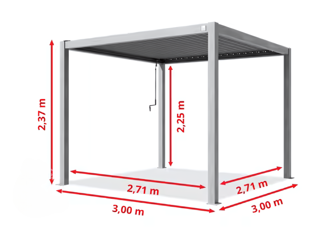 Elite 3x3m Verstellbare Pergola in Holzoptik  - Moderne Eleganz & ganzjährige Beständigkeit