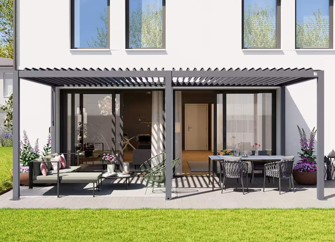 Elite Anthrazit 3x6m Verstellbare Pergola - Moderne Eleganz & ganzjährige Beständigkeit