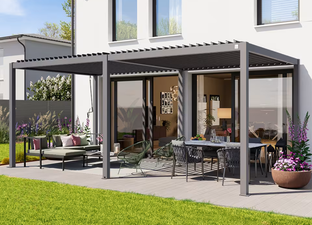 Elite Anthrazit 3x6m Verstellbare Pergola - Moderne Eleganz & ganzjährige Beständigkeit