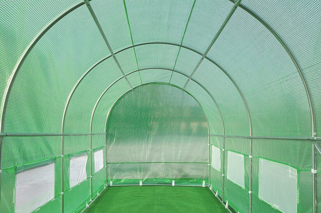 Garden Greenhouse -  3x4.5 x2m | 13.5m2 |Door on Both Sides | Green