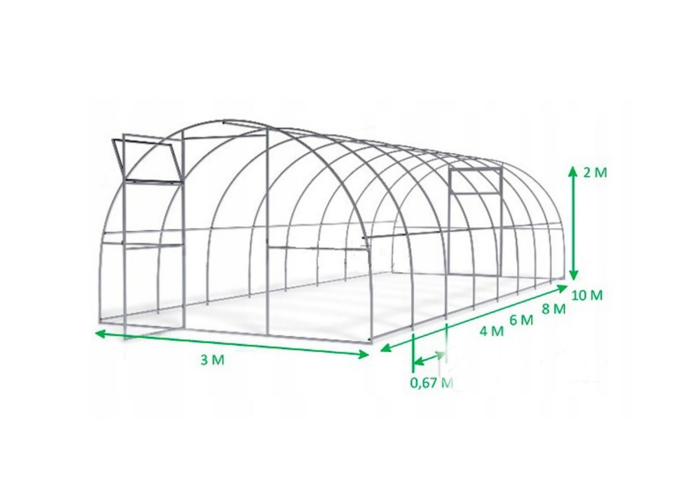 Vrtni Tunel Plastenik širine 3m | Polikarbonat 4mm