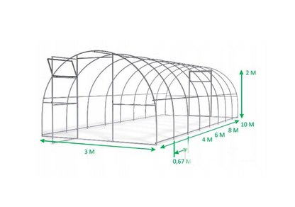 Garden Tunnel Greenhouse width 3m | Polycarbonate 4mm